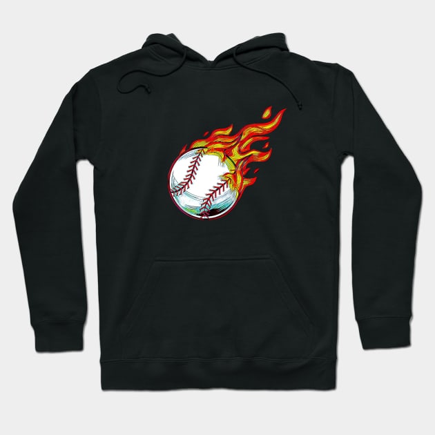 Baseball - Fire Ball Hoodie by Qibar Design